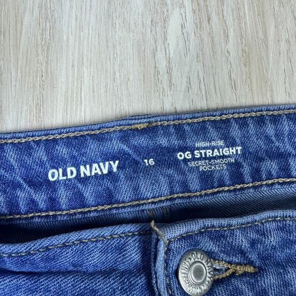 Old Navy High Rise OG Straight Secret Smooth Pocket Medium Wash Denim Jeans 16 - Picture 11 of 13